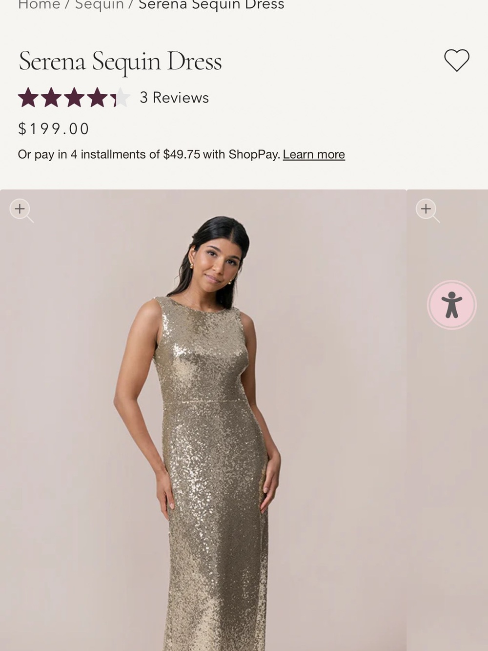 Revelry Serena Sequin Gown - Champagne Gold Size 12 40in length